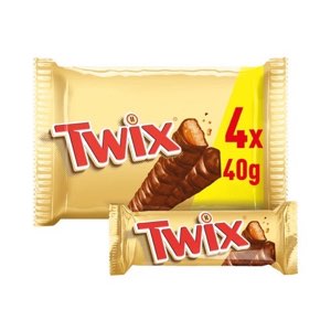 Twix Caramel & Milk Chocolate Fingers Twin Biscuit Snack Bars Multipack 4x40g