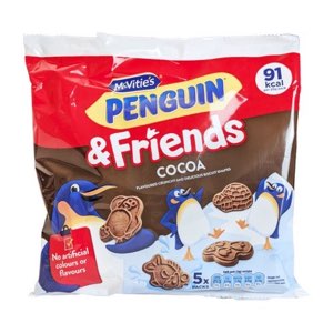 McVitie's Penguin & Friends Cocoa Flavoured Crunchy and Delicious Biscuit Shapes 5x20g