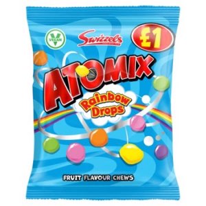 Swizzels Atomix Rainbow Drops Fruit Flavour Chews PMP 1.00 100g